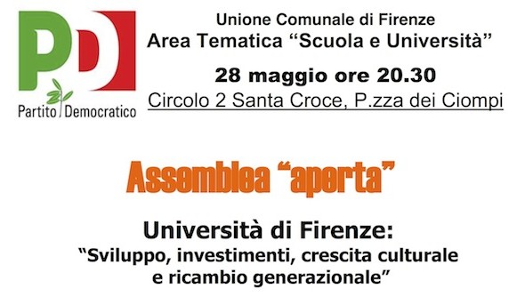 Firenze, Circolo PD Santa Croce: assemblea su “Scuola e Università”